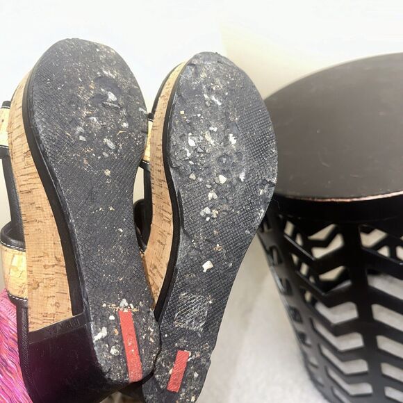 Authentic Women's Prada Logo Platform Slide Wedge Sandals Shoes Size 40EU/9.5 US - Picture 9 of 11